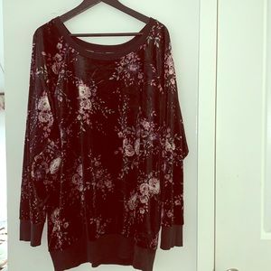 Torrid Black and Floral Velvet Sweater